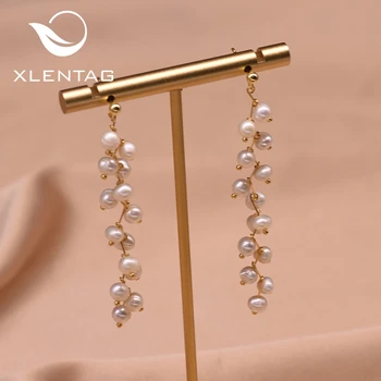 

XlentAg Original Natural White Pearl Dangle Earrings Boho Aesthetic Earring Cute Accessories Women Goth Romantic Jewelry GE0908C
