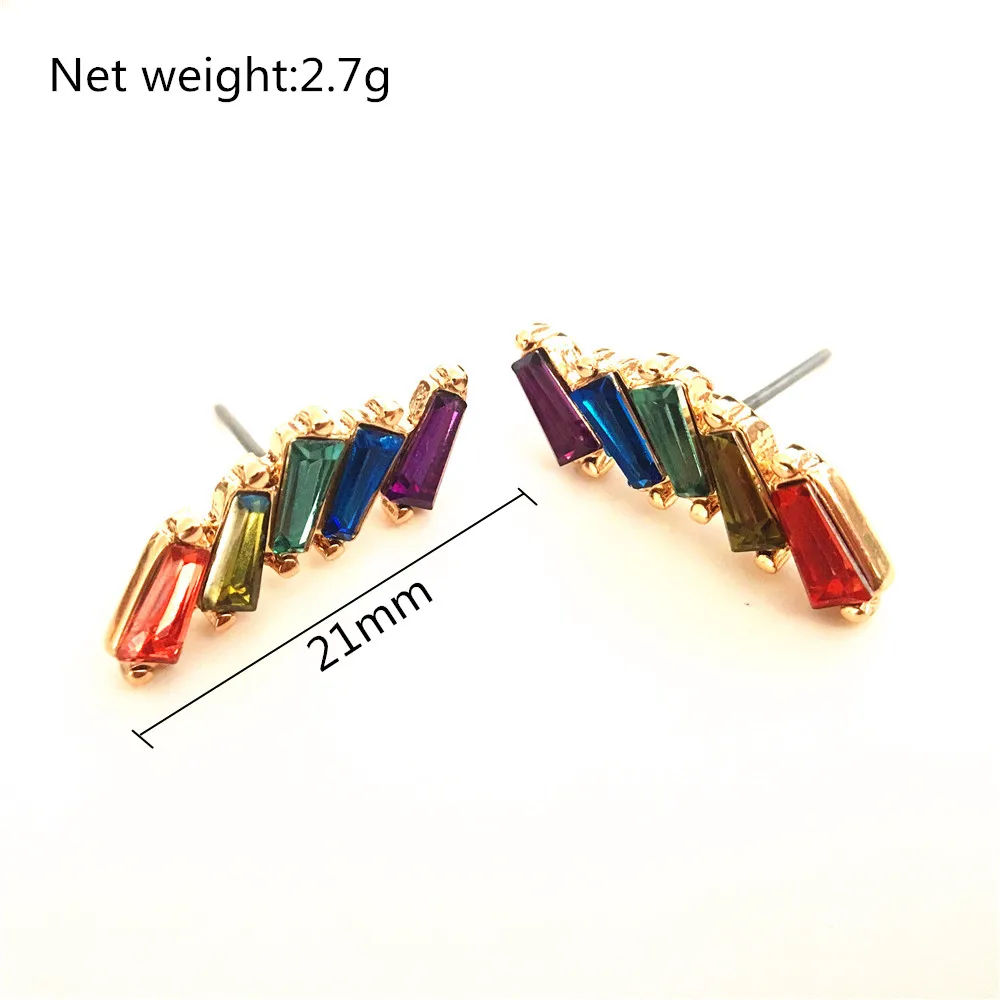 F/W тренд эффектные женские ювелирные изделия с покрытием золотого цвета Драгоценности тон багет камень серьги гвоздики для женщин