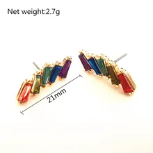 F/W тренд эффектные женские ювелирные изделия с покрытием золотого цвета Драгоценности тон багет камень серьги гвоздики для женщин