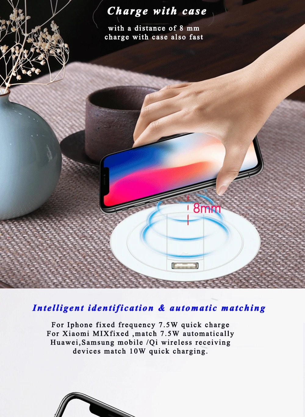 05Embed Desktop Charger Office Desk Wireless Fast Charger 