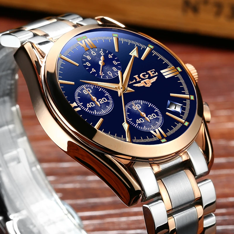  Watch men Brand Luxury Fashion Quartz Sport Watches Men Full Steel Military Clock Waterproof Gold m