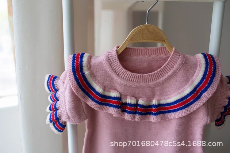 Детский свитер женский осенний свитер в Корейском стиле с коротким рукавом и шнуровкой для маленьких девочек, 18 лет