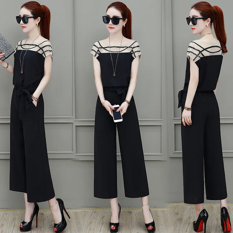 Женский комплект из двух предметов элегантная кружевная блузка с топом и брюками