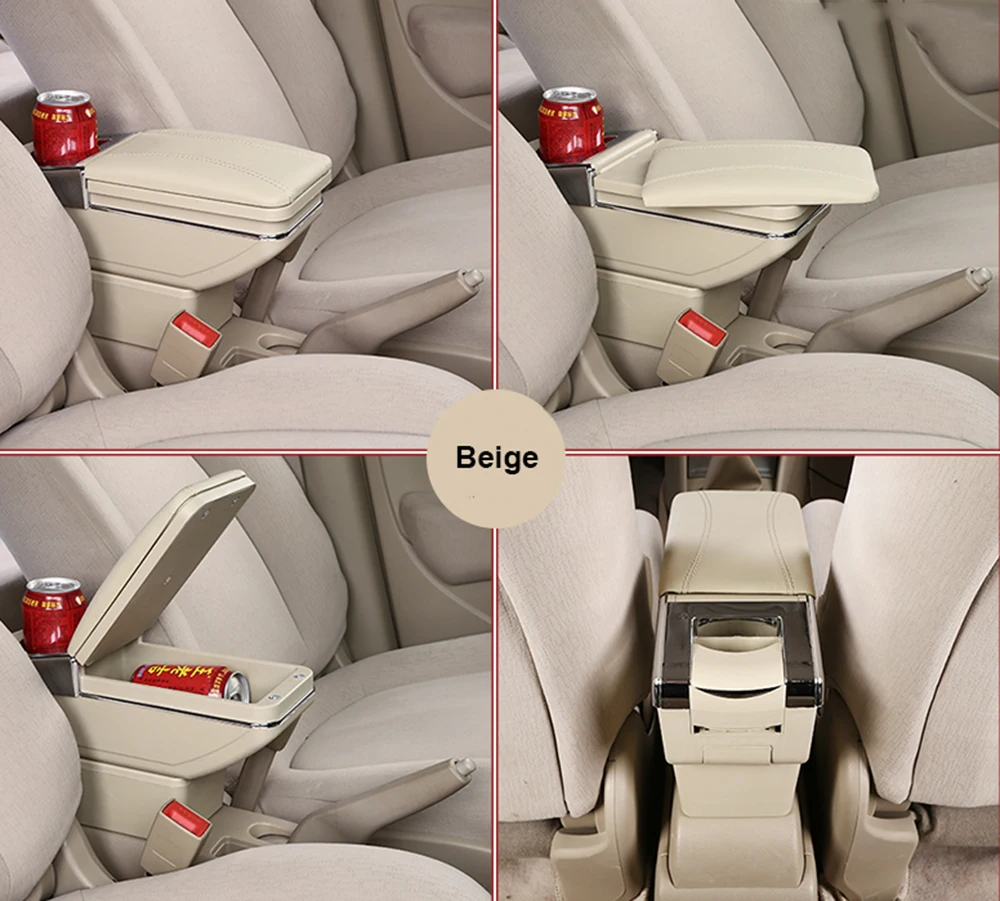 Для Honda BRV Подлокотники коробка с подстаканниками кожаная Автомобильная центральная консоль USB авто подлокотник коробка - Название цвета: Beige without USB