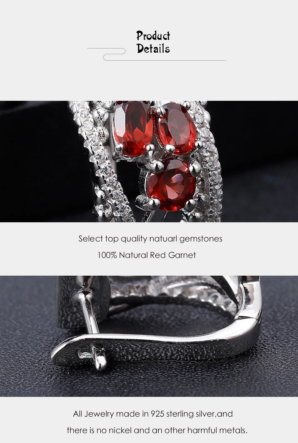 GEM'S балетные 925 пробы серебряные серьги с камнем рождения 1.78Ct натуральный красный гранат Модные клипсы для женщин хорошее ювелирное изделие