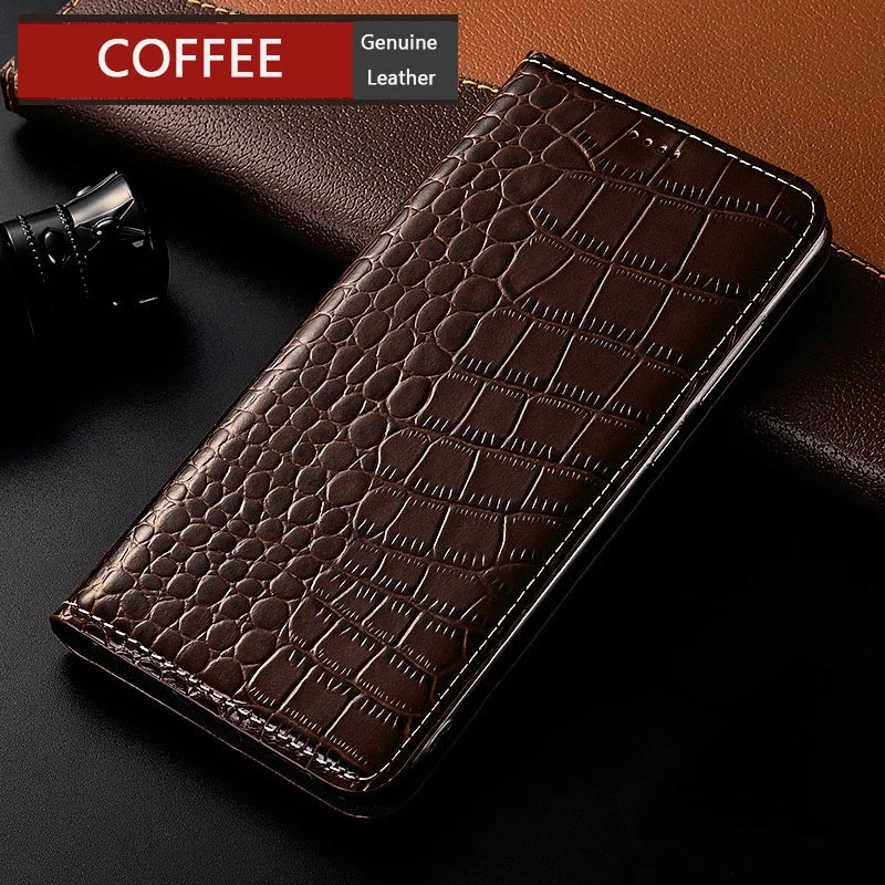 Crocodile Pattern Genuine Leather Magnetic Flip Cover For Meizu 15 16 16s 16xs 16T 17 18 18X 18s Pro Cases best meizu phone case