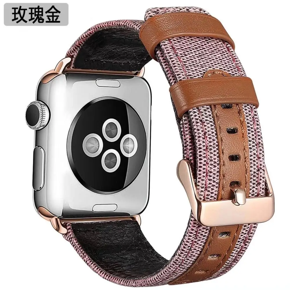 rose gold Серия 5 4 3 2 1 тканевый кожаный ремешок для apple watch band 42 мм 44 мм iwatch 5 браслет для iwatch band 38 мм 40 мм браслет - Цвет ремешка: rose gold