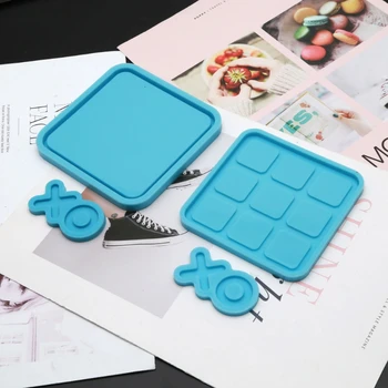 

4 Pack Tic Tac Toe Game Board and X O Silicone Molds Set Epoxy Resin DIY Craft Mold for Christmas Night Art Crafts Tools