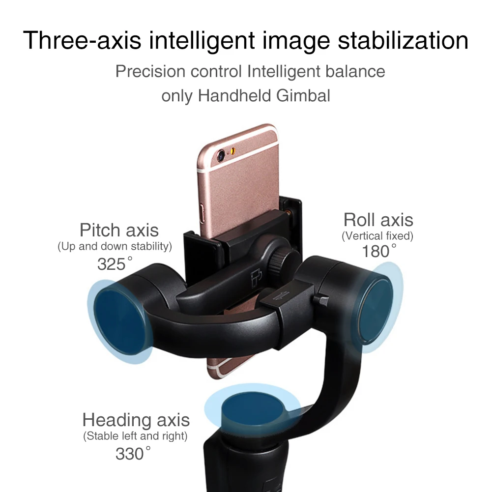 Эргономичный стабилизации Bluetooth фотографии 3-осевое переносное карданное с регулируемым углом наклона указать светильник защиты от взлома для смартфона