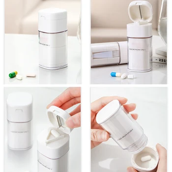 

Pill Box Cutter Medicine Tablet Case Pill Container Portable Powder Tablet Grinder Powder Pill Cutter Organizer Case