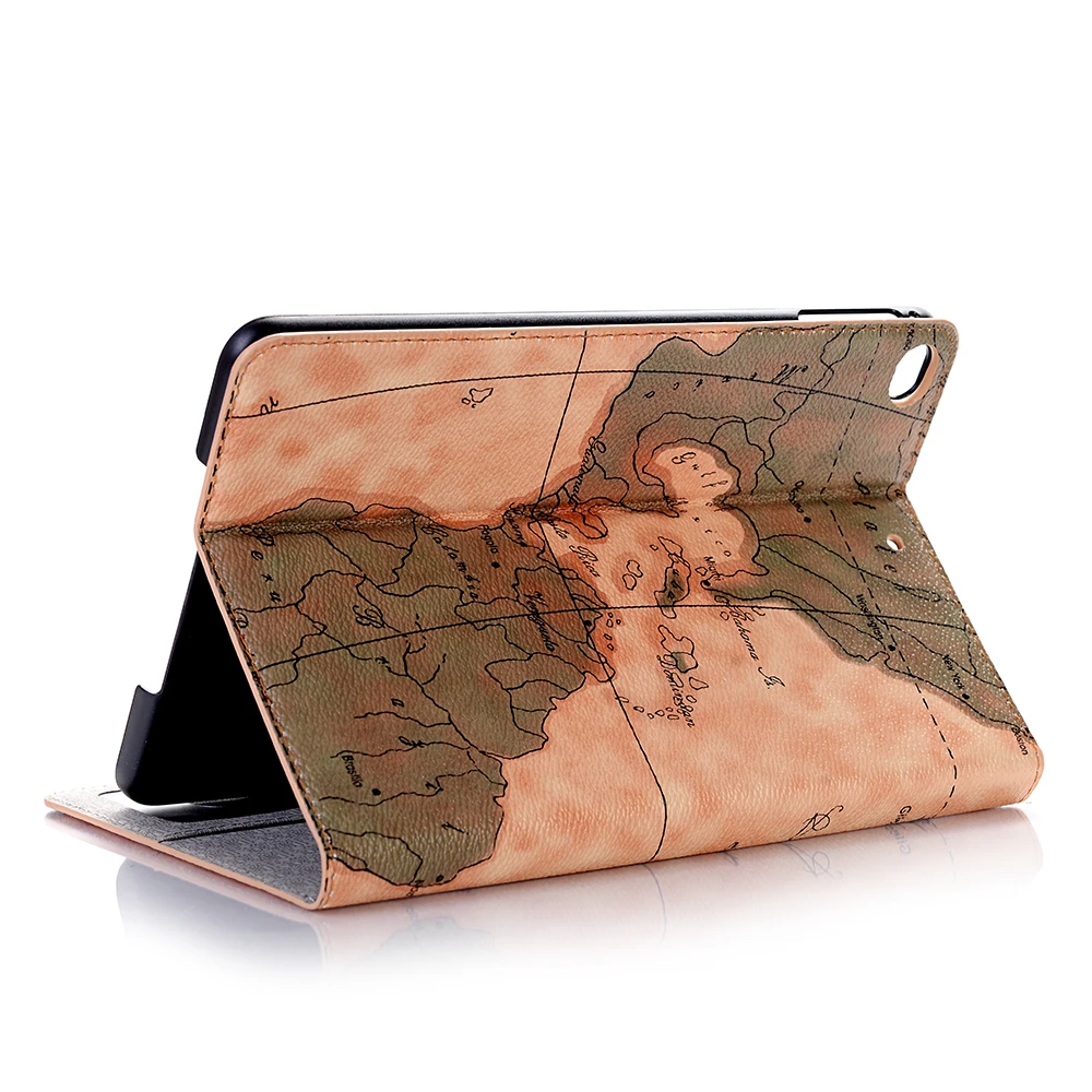 Cartoon Flip Coque for iPad mini 2 mini 3 Case Print Map PU Leather Slot Card Stand Funda for iPad mini 1 2 3 Case Folio 7.9''   (4)