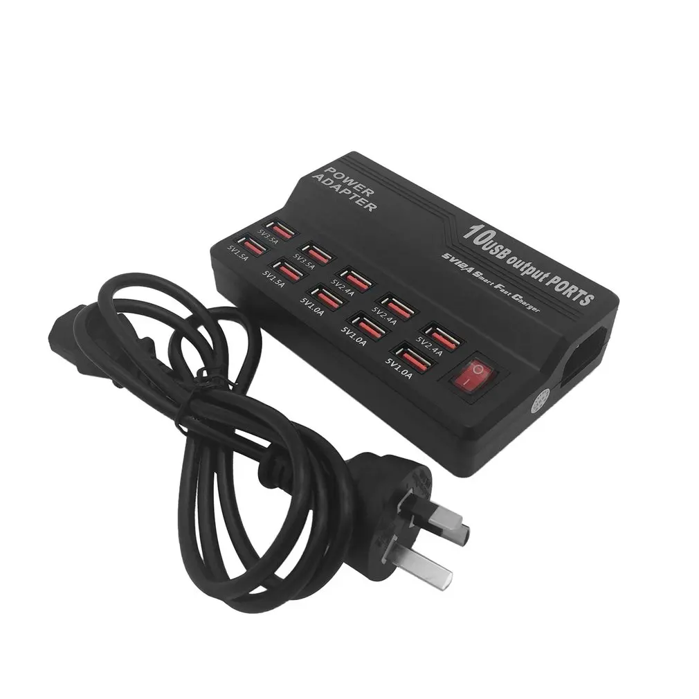 

5V 12A 10 Ports Intelligent USB Charging Station AC Power Adapter Fast Charge Multifunction For Smart Phone Tablet Notebook