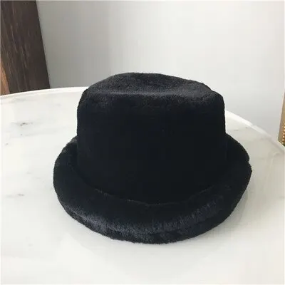MoneRffi,, зимняя флисовая шапка, меховая, толстая, теплая, Панама, шапки, повседневные, одноцветные, плоский верх, пушистый головной убор, шапка, женская шапка, Gorras