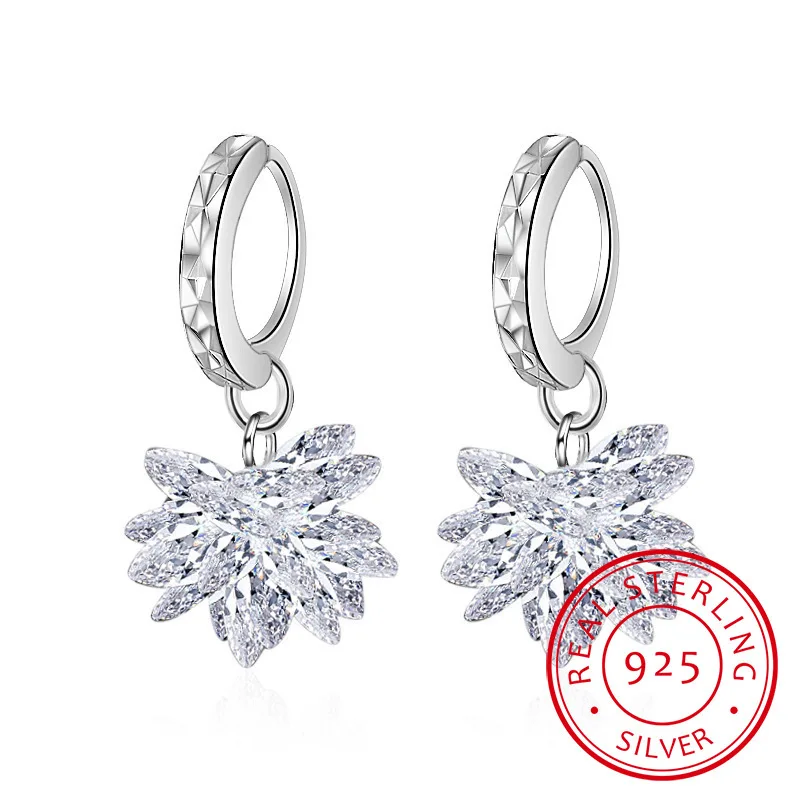 

Korean Exaggerated Drop Earring Fringed Fashion Rhinestone Flower 925 Sterling Silver Crystal Earring Jewelry Pendientes Brincos