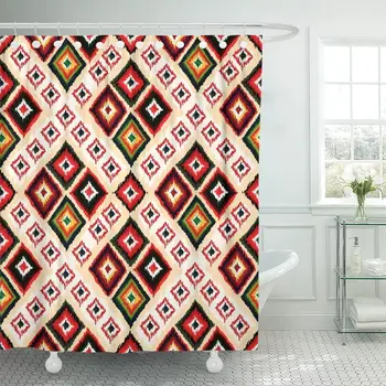 

Colorful Pattern Tribal Abstract American Ethnic Indian Geometric Multicolor Shower Curtain Waterproof Polyester Fabric 72 x 72