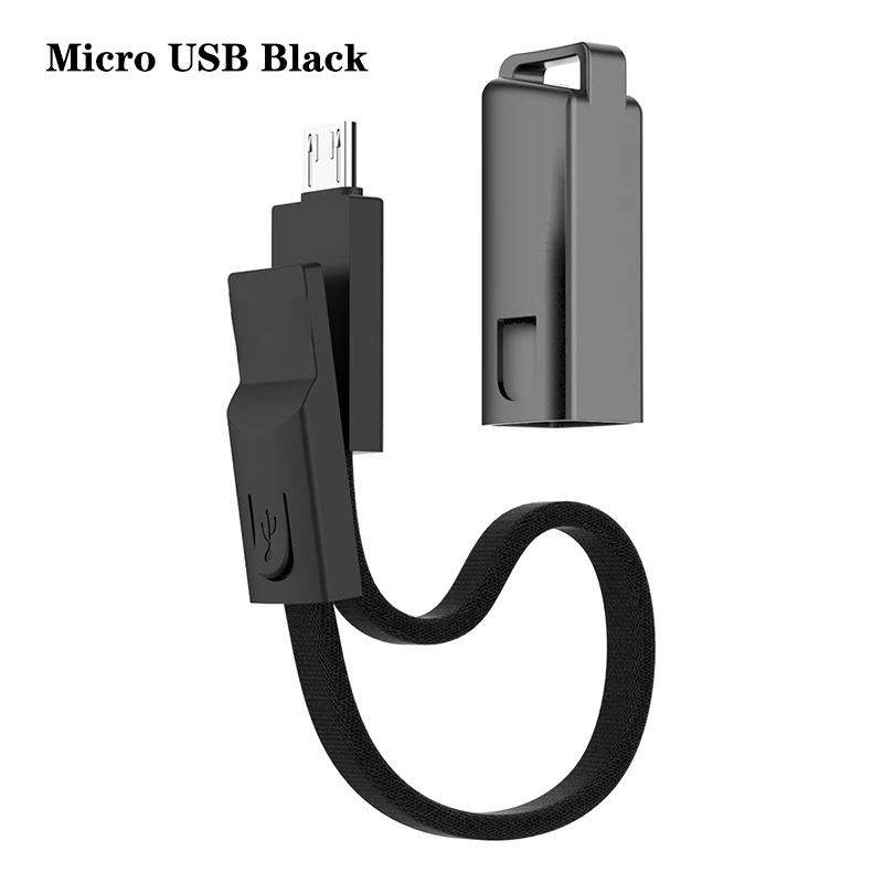 Портативный короткий кабель брелок, зарядное устройство USB для iPhone Xiaomi/type C/Micro USB C шнур Быстрая Зарядка Синхронизация данных кабели для телефонов аксессуар - Цвет: For Micro USB Black