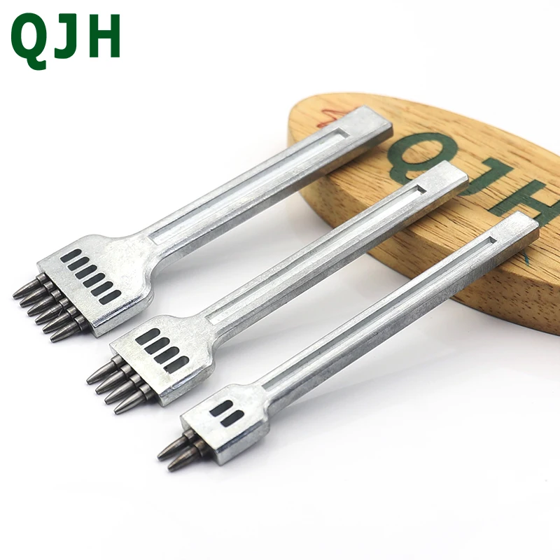 Kaufen Neue Durable Leder Meißel Runde Loch Punch Stitching Werkzeug Stechen Eisen Leder Handwerk werkzeug Leder Locher 4mm 2 4 6 zähne