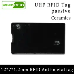 UHF RFID металлическая бирка 915 МГц 868 Alien higgs3 EPCC1G2 6C 12*7*1,2 мм небольшой тонкий прямоугольник керамики Смарт карты пассивные RFID метки