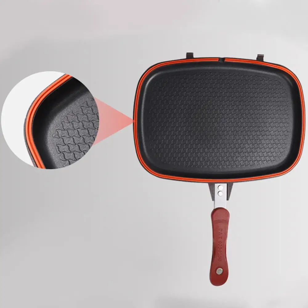 Двусторонняя Сковорода гриль 28 см кухонная утварь из нержавеющей стали