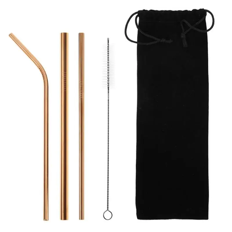 e 3 tubes 1Brush1bag Многоразовые трубы из нержавеющей стали для питьевой соломы, согнутые пипетки, всасывающие трубы - Цвет: e 3 tubes 1Brush1bag