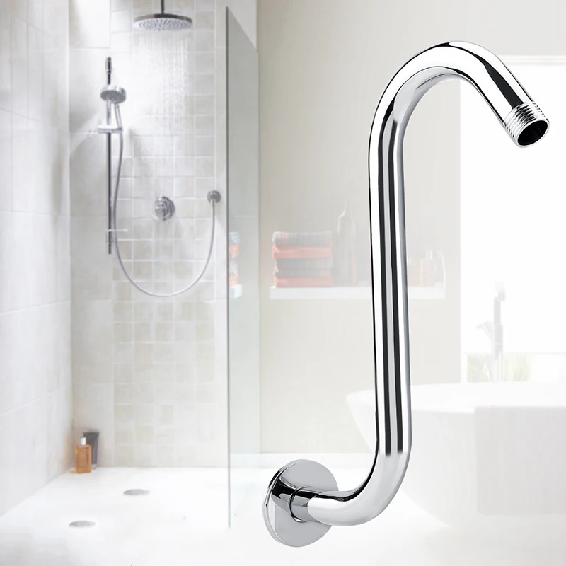 

8inch High Rise Extension Stainless Steel S-Curved Goose Neck Shower Arm Chrome Plated for Bathroom Shower Head