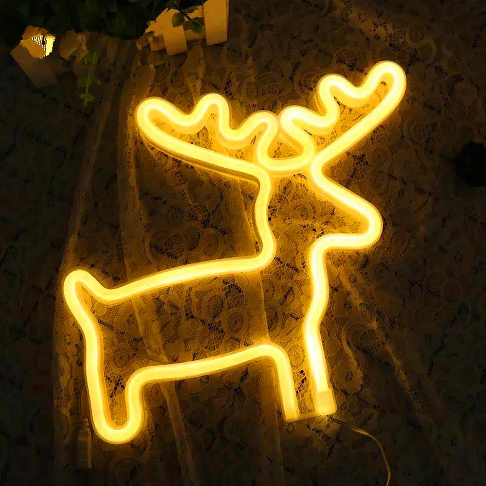 David is deer Неоновая вывеска 3* AA батарея/USB питание колокольчик олень Давида Фламинго Ночной светильник подарок на праздник Рождественская елка украшения дома - Испускаемый цвет: David is deer
