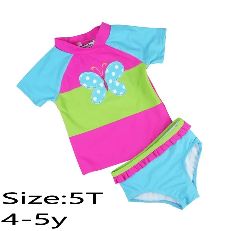 Купальный костюм в розовый горошек с рисунком краба для маленьких девочек, одежда для купания с длинными рукавами, детская пляжная одежда купальник-Акула, корейский стиль, купальный костюм из 2 предметов - Цвет: YY9004 5T