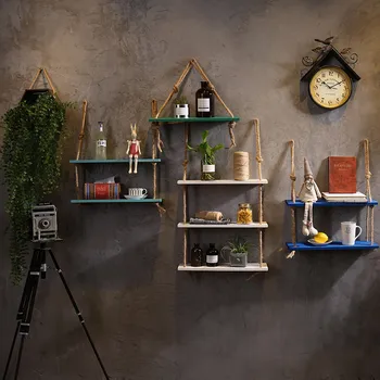 

Wooden Wall Hanging Storage Holders Groceries Flower Frame Bar Office Home Decoration Craft Creative Multi-function Organizer