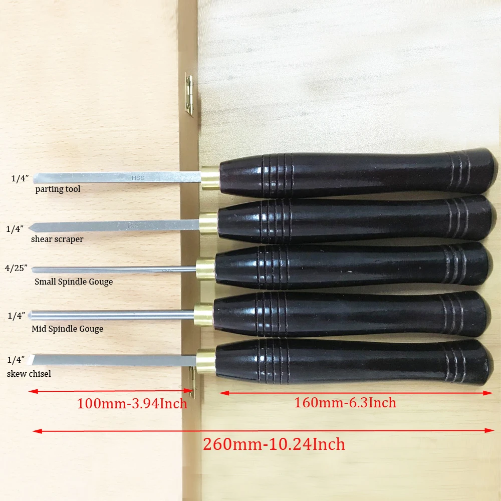 

5pcs/set HSS Lathe Chisel Set Woodworking Turning Tool set HSS High Speed Steel Semicircle Knife Hand-held Wooden Turning Tool