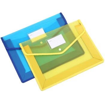 

2Pcs/Set A4 Plastic File Wallet Document Folder Premium Poly Pockets Envelope with Business Card Holder