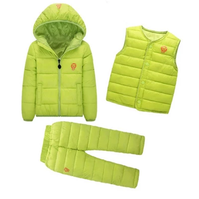 Г. Зимние куртки Детские Зимние костюмы, Осеннее пуховое хлопковое пальто комплект одежды для маленьких девочек и мальчиков, Детская верхняя одежда с капюшоном штаны, 2 шт - Цвет: Green