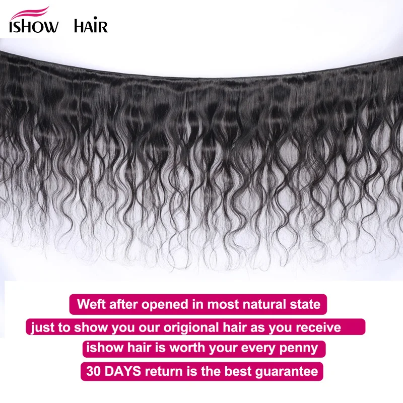 Ishow объемные волнистые пучки с закрытием малазийские человеческие волосы пучки с закрытием часть 5X5 Кружева Закрытие с пучками не Реми