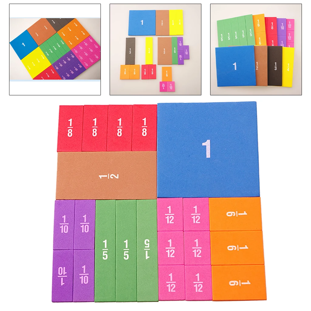 22pcs Colorful Magnetic Rainbow Counting Fraction Tiles Math Toys Mathematics Montessori Teaching Kids Learning Educational Toys
