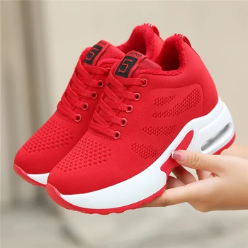 

Women Casual Shoes Trainers Designer Plus Velvet Air Cushion Platform Sneakers Warm Tennis Luxury 2019 Scarpe Donna Dropshiping