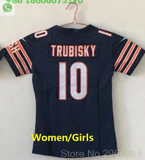 A+++ качество Женская обувь на каблуке 10 mitchell trubisky; большие размеры 34-Walter Майка "Пэйтон" белого и синего цвета S-XXL Чикаго