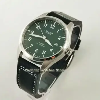 

40mm Corgeut Top luxury Mens Watches Stainless Steel Case Green Dial Luminous Hands 24 Jewels Japan NH35 Automatic Watch Gift