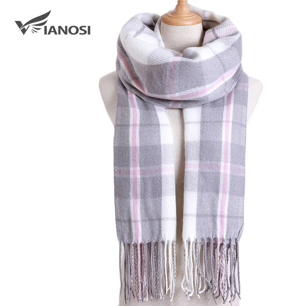 [VIANOSI] роскошный зимний шарф в клетку, Женский тёплый платок, шарфы ...