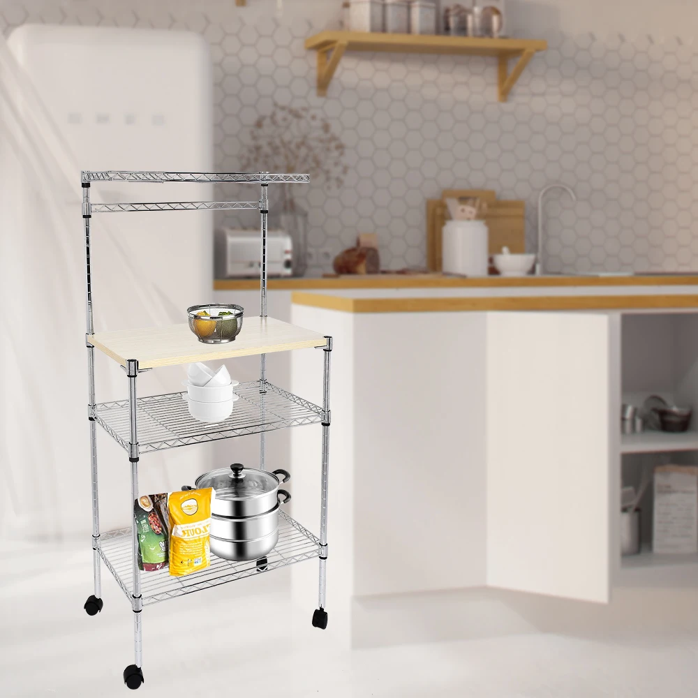 Cocina armario de hierro forjado Dree periproacion de horno de microondas estantes de suelo de multiples capas estante