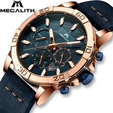Montre homme MEGALITH часы Мужские Спортивные Хронограф водонепроницаемые часы мужские топ брендовые Роскошные светящиеся кожаные Наручные часы мужские