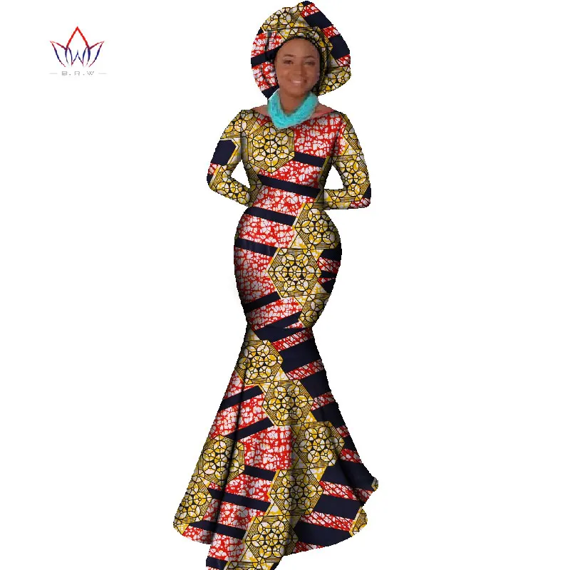Африканская Женская одежда, платье с длинным рукавом, вечернее сексуальное платье, вечерние платья, платье русалки, Рождественский подарок размера плюс 6XL BRW WY556 - Цвет: 17