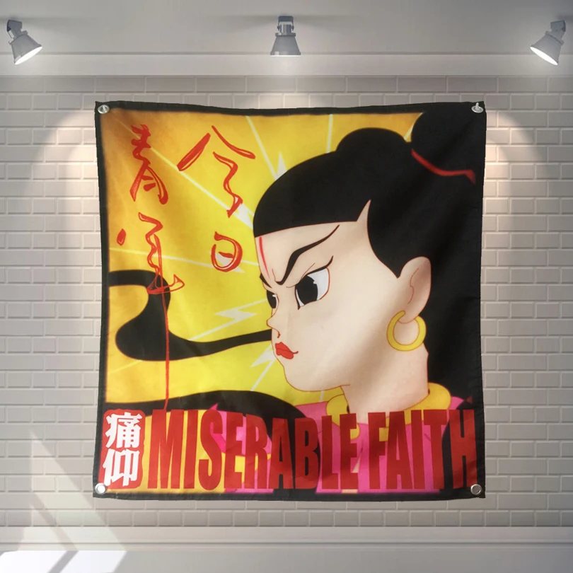 Rock Theme tapestry Flag Banner Canvas Printing Wall Chart Band Logo Metal Music Posters Mural Bar cafe Decor Hanging cloth | Дом и сад