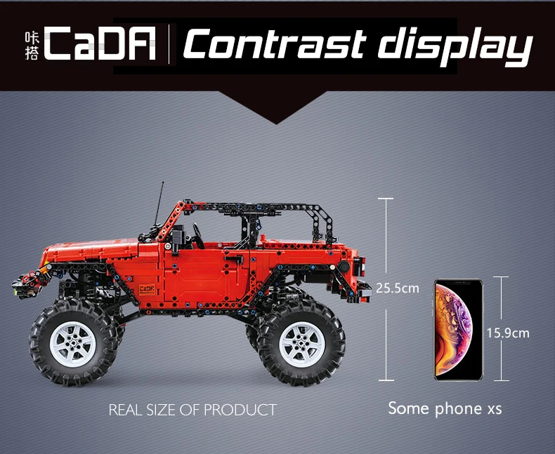 Cada C61006 Technic серии RC внедорожный автомобиль авантюрист красный джип модель строительные блоки дистанционное управление RC SUV автомобили кирпичи светодиодные