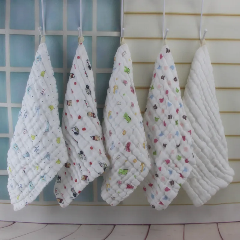 

Infants Bibs Washing 100% Cotton Square Towel 4-Layer Gauze Tensile 30*30 Kerchief Handkerchief Infant Gauze Kerchief