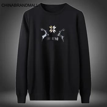 

Season Men Plus Fat Plus Size Leisure Round Neck Printing Long Sleeve Backing Shirt Male Fat Man Sweater Male
