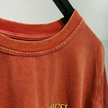 

Women T-shirt Letter Gold Thread Embroidery Wash Loose Loose Wild Short Sleeve Cotton T-shirt