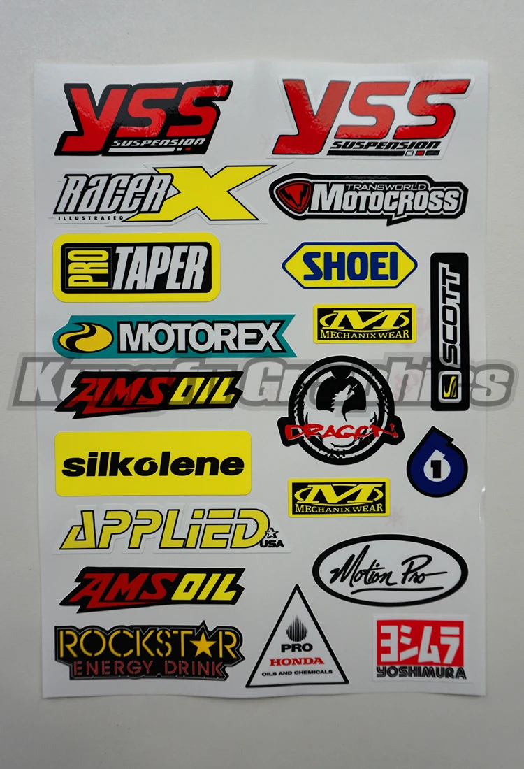 KUNGFU графика MX Racing наклейки спонсор логотип виниловые наклейки комплект для Rockstar Мотокросс Мотоцикл ATV автомобиль велосипед шлем Декор - Цвет: MSS (28)
