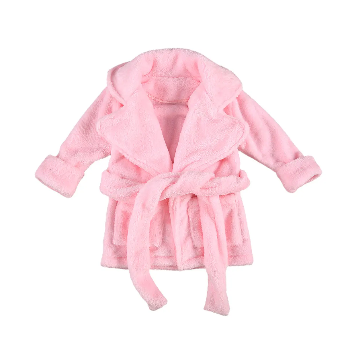 Citgeett 1-6Y Autumn Winter Kids Girls Bathrobe Sleepwear Solid Fur Long Sleeve Turn Down Collar Pocket Robes 3 Colors