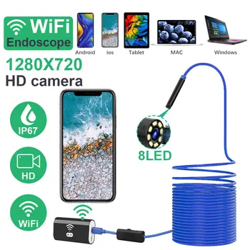 

8mm Car WiFi Endoscope Inspection Camera 2.0M pixel HD 8 Adjustable LEDs Light IP67 Waterproof Endoscope Repair for iOS Android