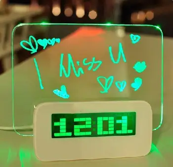 

DishyKooker Computer HIGHSTAR Blue LED Luminous Message Board Digital Alarm Clock with 4-Port USB Hub Temperature Calendar