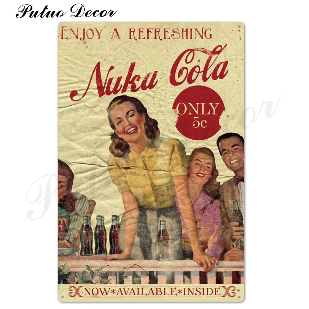 Nuka Cola металлическая вывеска, винтажная Оловянная табличка, металлическая винтажная, для паба, Ретро Декор стены для бара, паба, клуба, человек, пещера, металлические плакаты - Цвет: TH3323